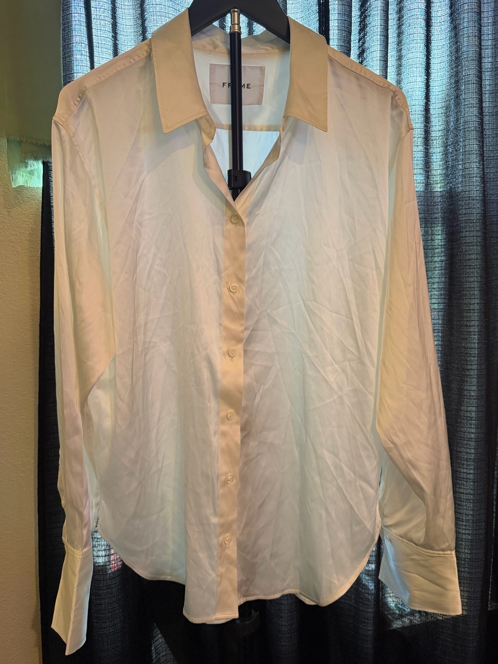 FRAME White Silk Button-Down Blouse